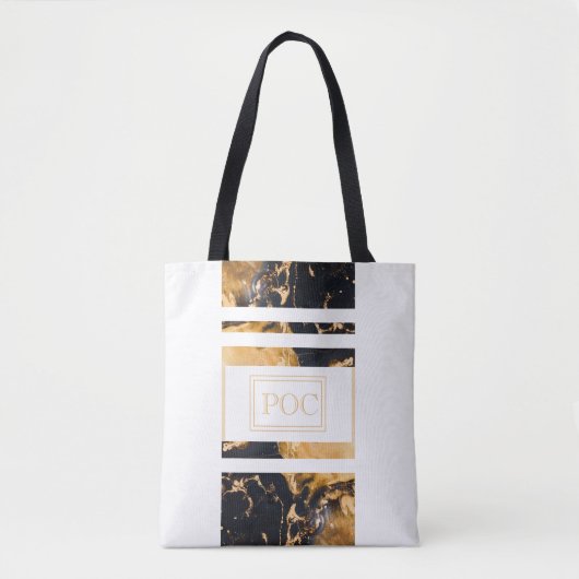 Donkerblauw goud Abstract monogram Tote Bag (Voorkant)