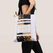 Donkerblauw goud Abstract monogram Tote Bag (Dichtbij)