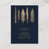 Donkerblauw & Goud Bos Bosachtige Bomen Rustiek Visitekaartje (Achterkant)