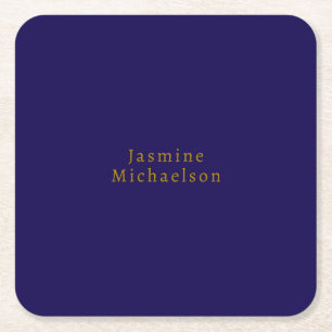 Donkerblauw & Goud Cute Minimalistisch Eigen Naam Kartonnen Onderzetters