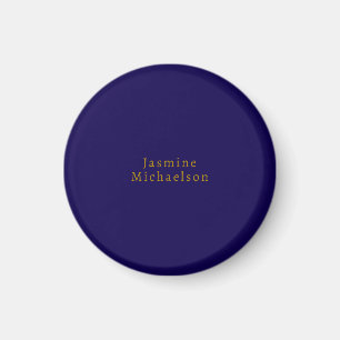 Donkerblauw & Goud Cute Minimalistische Eigen Naam Magneet