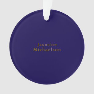 Donkerblauw & Goud Cute Minimalistische Eigen Naam Ornament