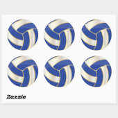 Donkerblauw, Goud en Wit Volleybal Ronde Sticker (Vel)