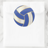 Donkerblauw, Goud en Wit Volleybal Ronde Sticker (Tas)