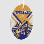 Donkerblauw, goud en witte Cheerleader Ornament (voorkant)
