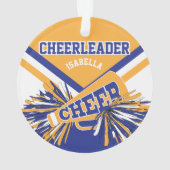 Donkerblauw, goud en witte Cheerleader Ornament (achterkant)