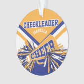 Donkerblauw, goud en witte Cheerleader Ornament (voorkant)