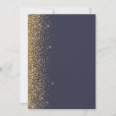 Donkerblauw Goud Glitter Save the Date Aankondiging (Achterkant)