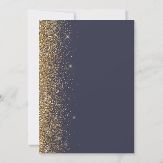 Donkerblauw Goud Glitter Save the Date Aankondiging (Achterkant)