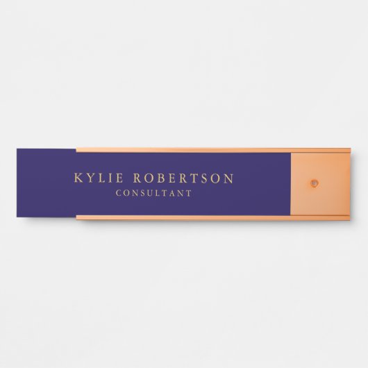 Donkerblauw Goud Kleuren Professionele Trendy Mode Deurbordje (Voorkant)