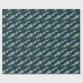 Donkerblauw & Goud Marmer Cadeaupapier (Vlak)