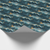 Donkerblauw & Goud Marmer Cadeaupapier (Hoek)