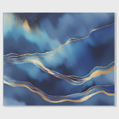 Donkerblauw Goud Metallic Marmeren Steen Cadeaupapier (Vlak)