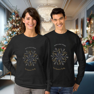 Donkerblauw & Goud Middennacht Glitterende Sterren T-shirt