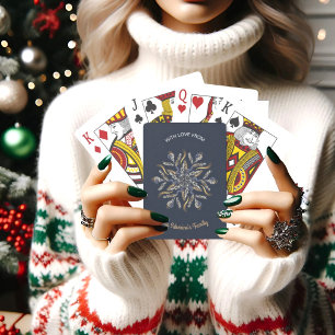 Donkerblauw & Goud Middernacht Glitterende Sterren Pokerkaarten