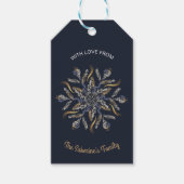 Donkerblauw & Goud Midsnachten Glitterende Sterren Cadeaulabel (Voorkant)