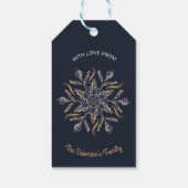 Donkerblauw & Goud Midsnachten Glitterende Sterren Cadeaulabel (Achterkant)