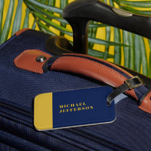 Donkerblauw & Goud Minimalistisch Eenvoudig Modern Bagagelabel