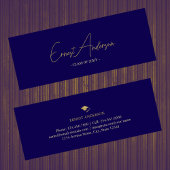 Donkerblauw Goud Modern Elegant Afstuderen Naam Ka Mini Visitekaartje