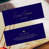 Donkerblauw Goud Modern Elegant Afstuderen Naam Ka Mini Visitekaartje