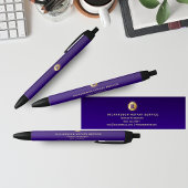 Donkerblauw & Goud Monogram Notaris Business Promo Zwarte Inkt Pen