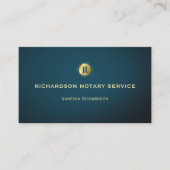 Donkerblauw & Goud Monogram Slanke Notaris QR Foto Visitekaartje (Voorkant)