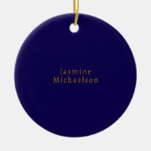 Donkerblauw & Goud Schattig Minimalistisch Eigen N Keramisch Ornament (Voorkant)