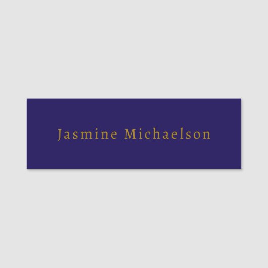 Donkerblauw & Goud Schattig Minimalistisch Eigen N Naamplaatje (Voorkant)