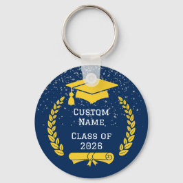 Donkerblauw & Gouden Afstudeersleutelhanger Klas v Sleutelhanger