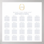 Donkerblauw gouden bladeren ovale krans bruiloft poster (Voorkant)