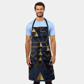 Donkerblauw & Gouden Piramide Kunst Schort (Gedragen)