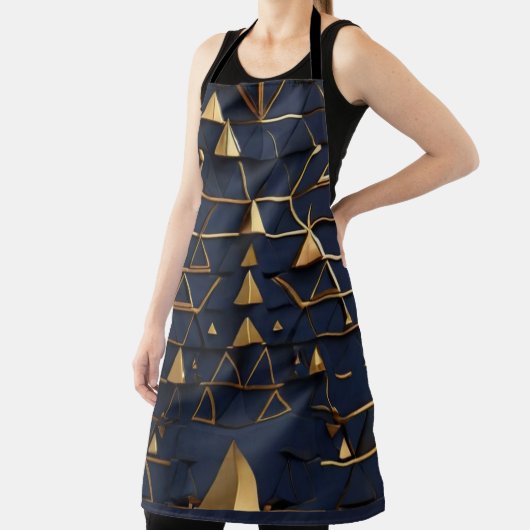 Donkerblauw & Gouden Piramide Kunst Schort (Insitu)