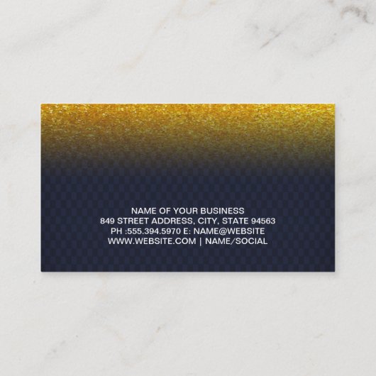 Donkerblauw Goudvlok Glitter Visitekaartje (Achterkant)