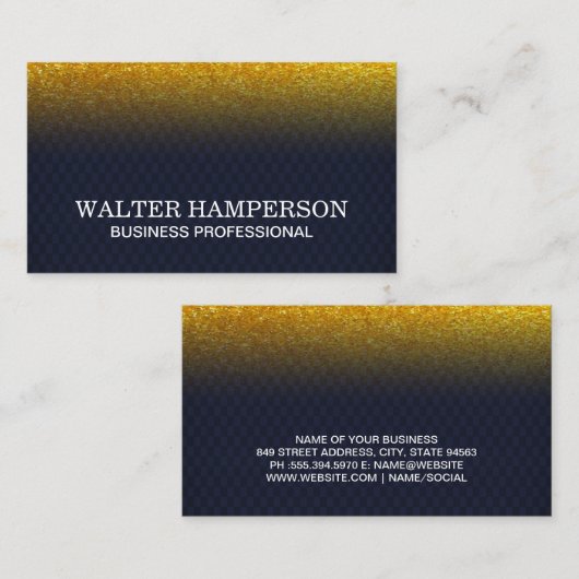Donkerblauw Goudvlok Glitter Visitekaartje (Voorkant / Achterkant)
