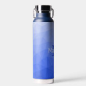 Donkerblauw Gradiënt Geometrisch Mesh Patroon Mono Waterfles (Voorkant)