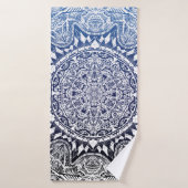 Donkerblauw Gradient Mandala patroon Badhanddoek (Badhanddoek)