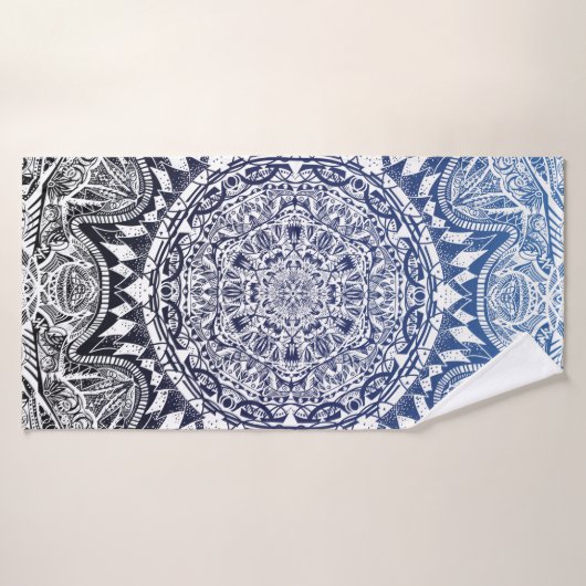 Donkerblauw Gradient Mandala patroon Badhanddoek (Badhanddoek)