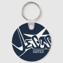 Donkerblauw Graffiti Jezus Redt Sleutelhanger