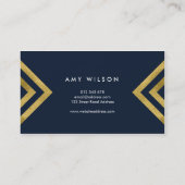 Donkerblauw grafisch ontwerp Gold geometrisch ontw Visitekaartje (Achterkant)