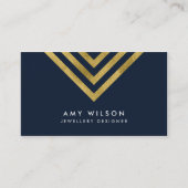 Donkerblauw grafisch ontwerp Gold geometrisch ontw Visitekaartje (Voorkant)