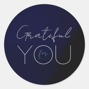 Donkerblauw "Grateful for you" Sticker
