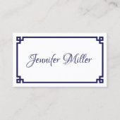 Donkerblauw Grieks Key Minimalist Visitekaartje (Voorkant)