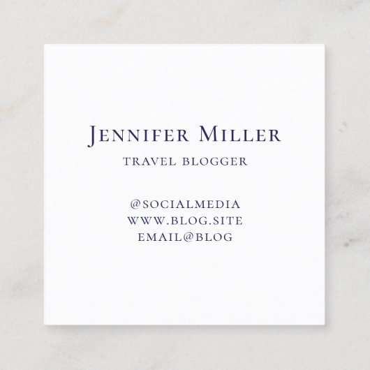 Donkerblauw Grieks sleutel kalligrafie monogram Vierkante Visitekaartje (Achterkant)