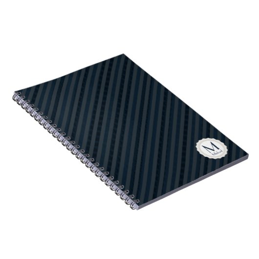 Donkerblauw & grijs, aangepast monogram notitieboek (Rechterzijde)