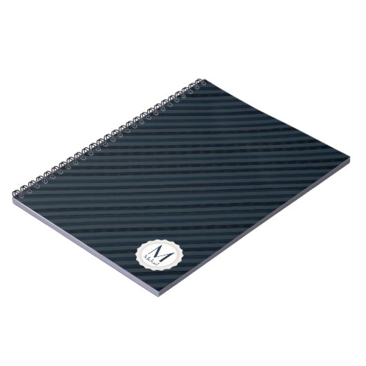 Donkerblauw & grijs, aangepast monogram notitieboek (Linkerzijde)