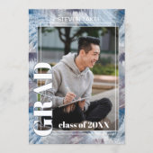 Donkerblauw grijs Abstract Afstuderen Aankondiging (Voorkant)