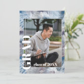 Donkerblauw grijs Abstract Afstuderen Aankondiging (Staand voorkant)