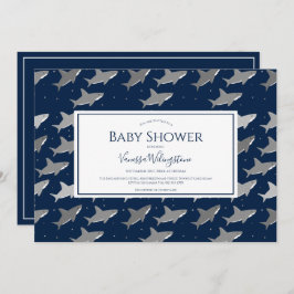 Donkerblauw grijs Baby shower Kaart