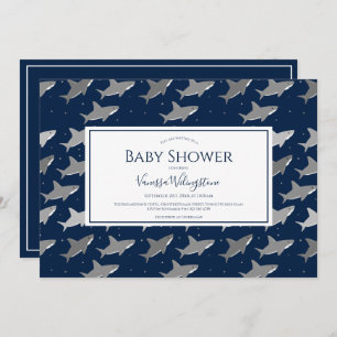 Donkerblauw grijs Baby shower Kaart