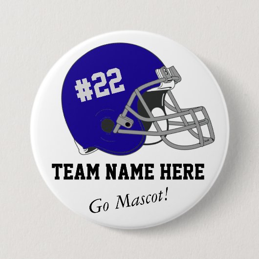 Donkerblauw Grijs Footballs Helm Button (Voorkant)